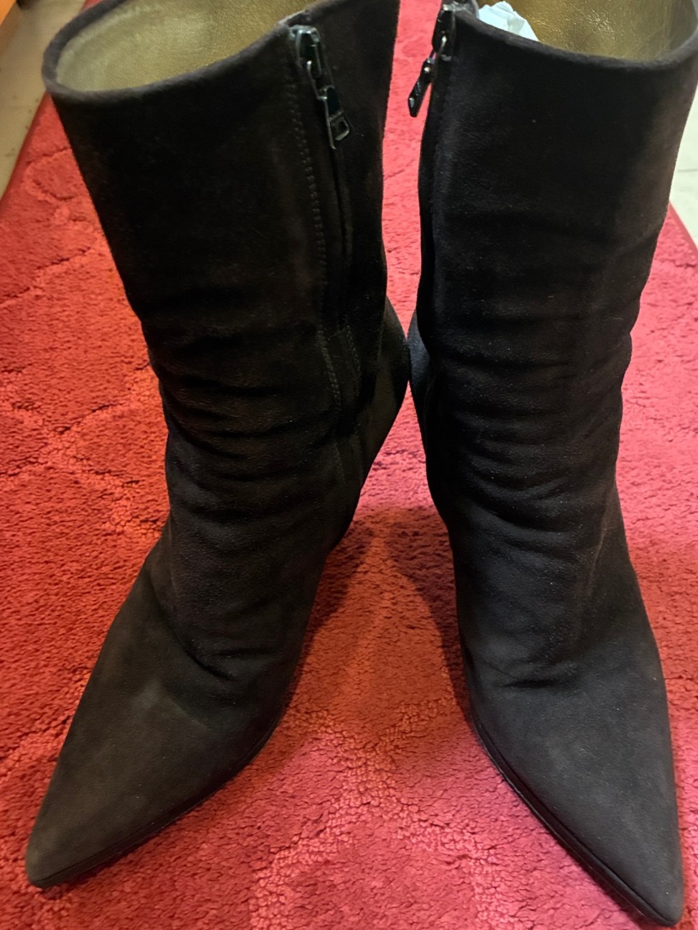 Prada Brown Suede Pointed-Toe Mid-Calf Boots